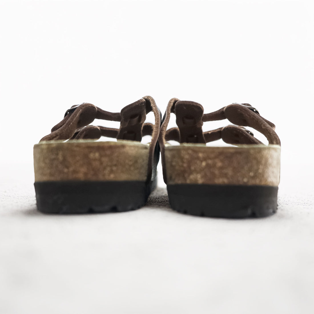 BIRKENSTOCK Germany-made Sparta thong sandals, US size 8.5, brown, purple patterned.