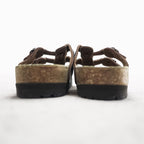 BIRKENSTOCK Germany-made Sparta thong sandals, US size 8.5, brown, purple patterned.