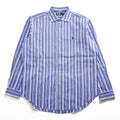 Polo Ralph Lauren 90s Vintage Long-Sleeve Shirt, Size L, Blue, Striped, Small Pony Logo Embroidery