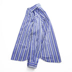 Polo Ralph Lauren 90s Vintage Long-Sleeve Shirt, Size L, Blue, Striped, Small Pony Logo Embroidery
