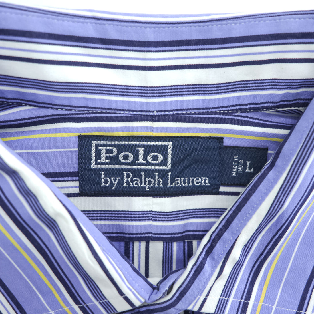Polo Ralph Lauren 90s Vintage Long-Sleeve Shirt, Size L, Blue, Striped, Small Pony Logo Embroidery