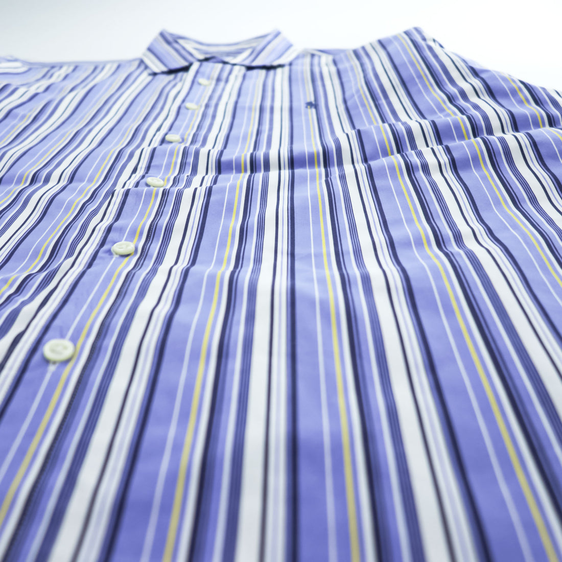 Polo Ralph Lauren 90s Vintage Long-Sleeve Shirt, Size L, Blue, Striped, Small Pony Logo Embroidery