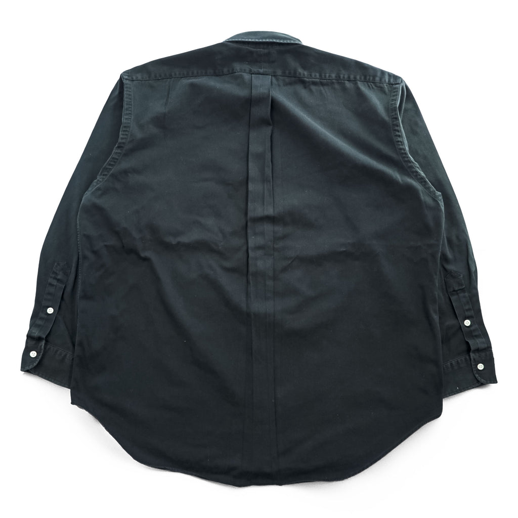 Polo Ralph Lauren 90s Vintage Long-Sleeve Button-Down Shirt, BLAKE, Size XL, Black Oxford, Small Pony Logo Embroidery, Big Size