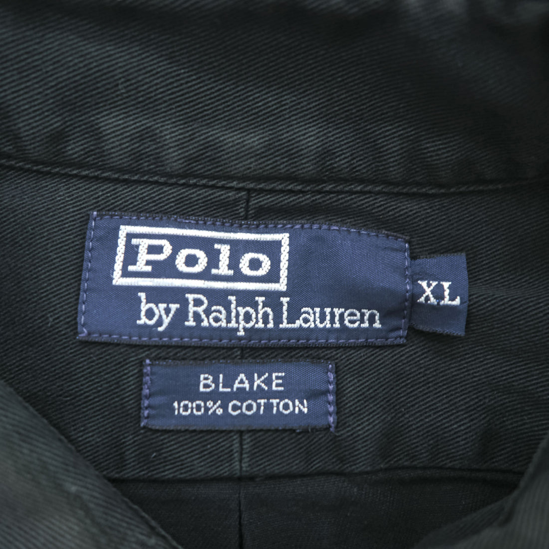 Polo Ralph Lauren 90s Vintage Long-Sleeve Button-Down Shirt, BLAKE, Size XL, Black Oxford, Small Pony Logo Embroidery, Big Size