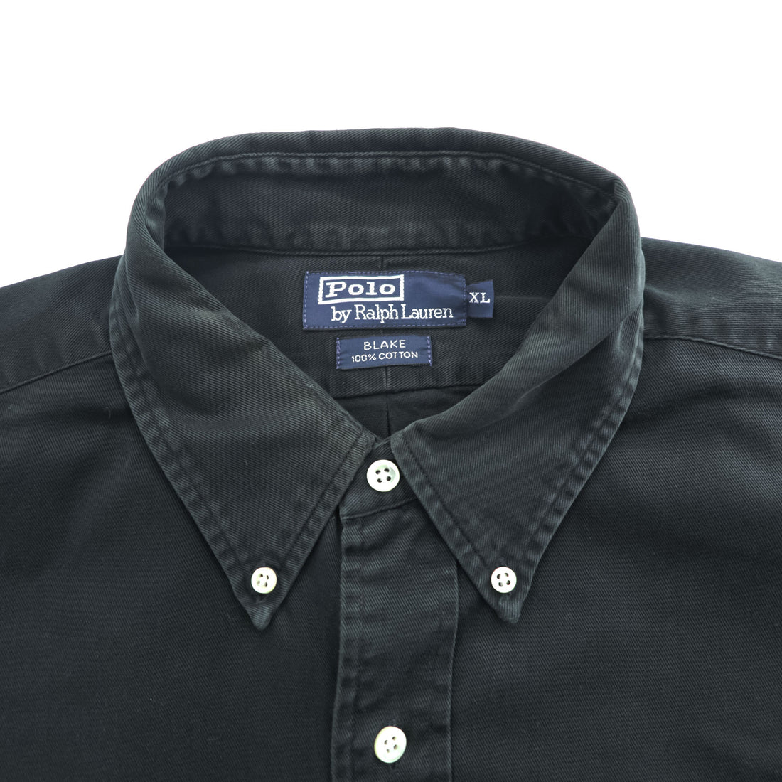 Polo Ralph Lauren 90s Vintage Long-Sleeve Button-Down Shirt, BLAKE, Size XL, Black Oxford, Small Pony Logo Embroidery, Big Size
