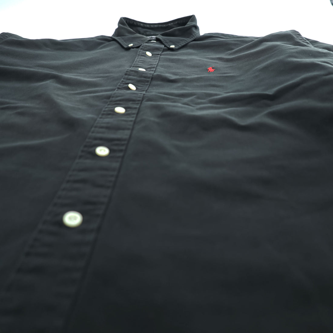Polo Ralph Lauren 90s Vintage Long-Sleeve Button-Down Shirt, BLAKE, Size XL, Black Oxford, Small Pony Logo Embroidery, Big Size