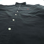 Polo Ralph Lauren 90s Vintage Long-Sleeve Button-Down Shirt, BLAKE, Size XL, Black Oxford, Small Pony Logo Embroidery, Big Size