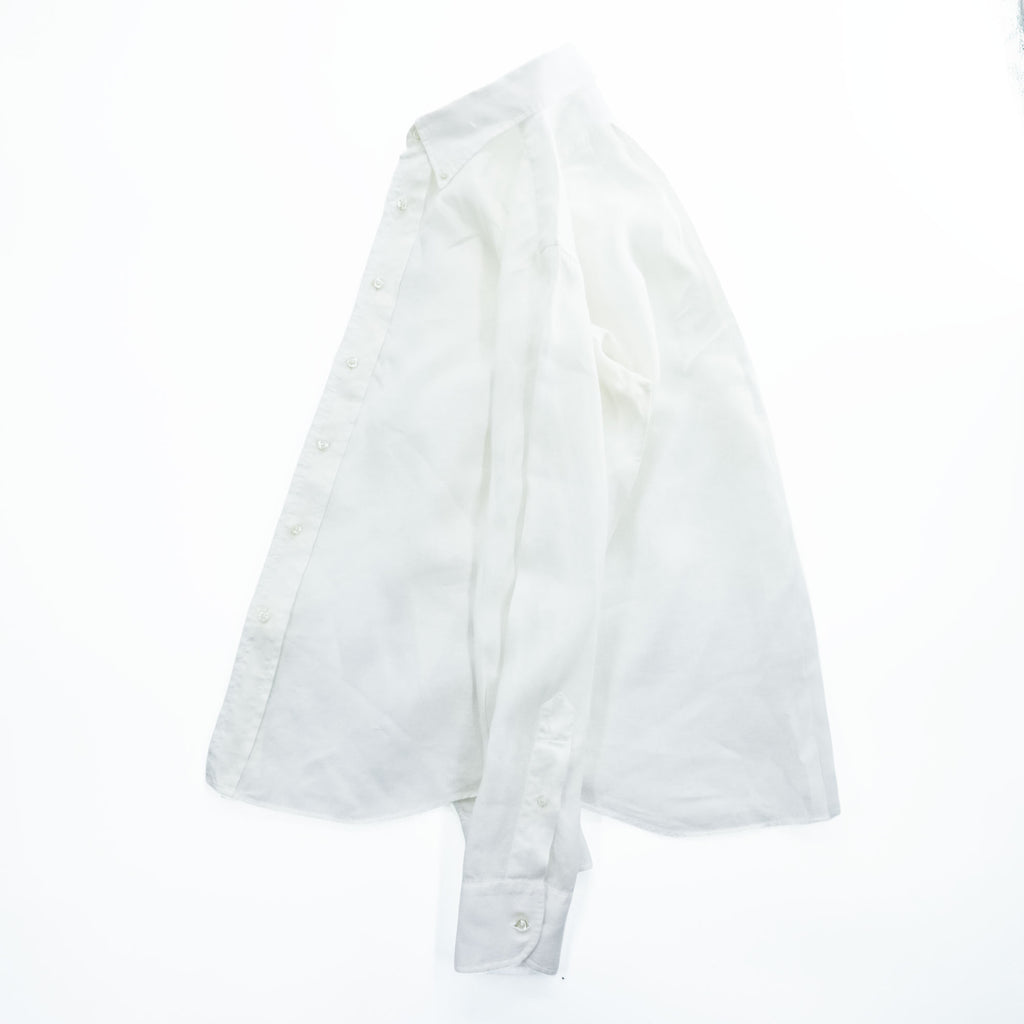 INDIVIDUALIZED SHIRTS リネン 長袖 ボタンダウンシャツ L ホワイト USA製 epaulet別注