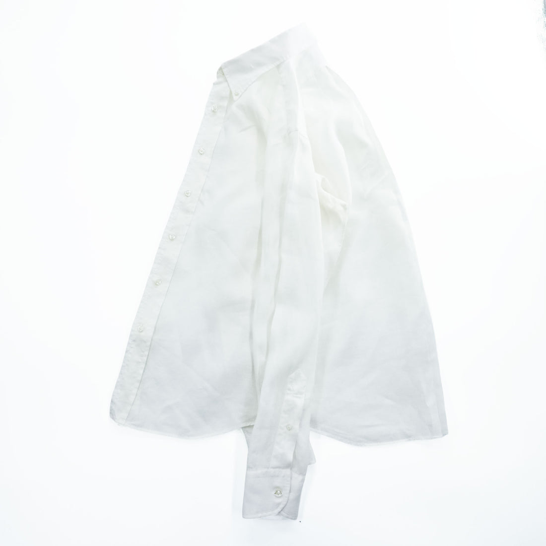 INDIVIDUALIZED SHIRTS リネン 長袖 ボタンダウンシャツ L ホワイト USA製 epaulet別注