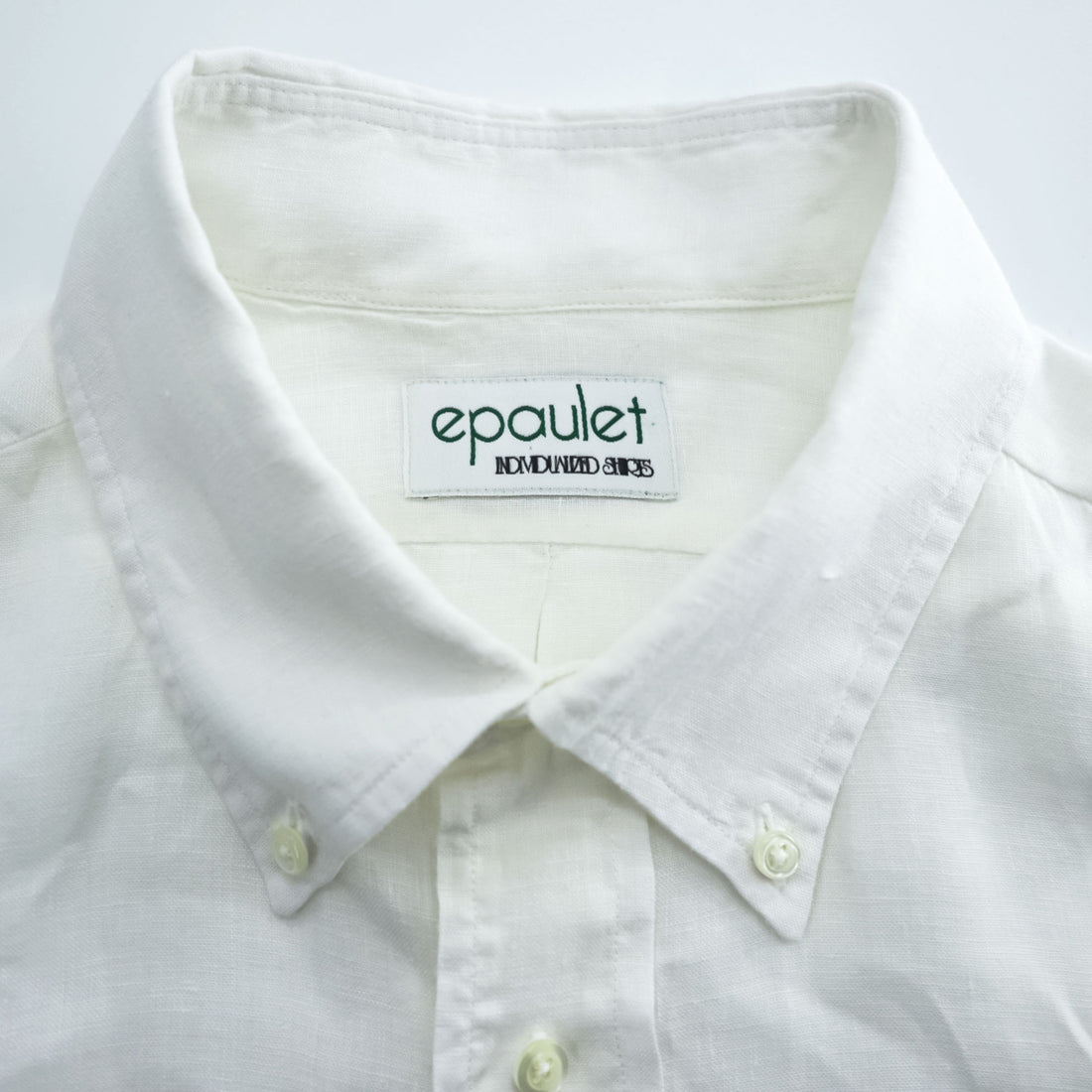 INDIVIDUALIZED SHIRTS リネン 長袖 ボタンダウンシャツ L ホワイト USA製 epaulet別注