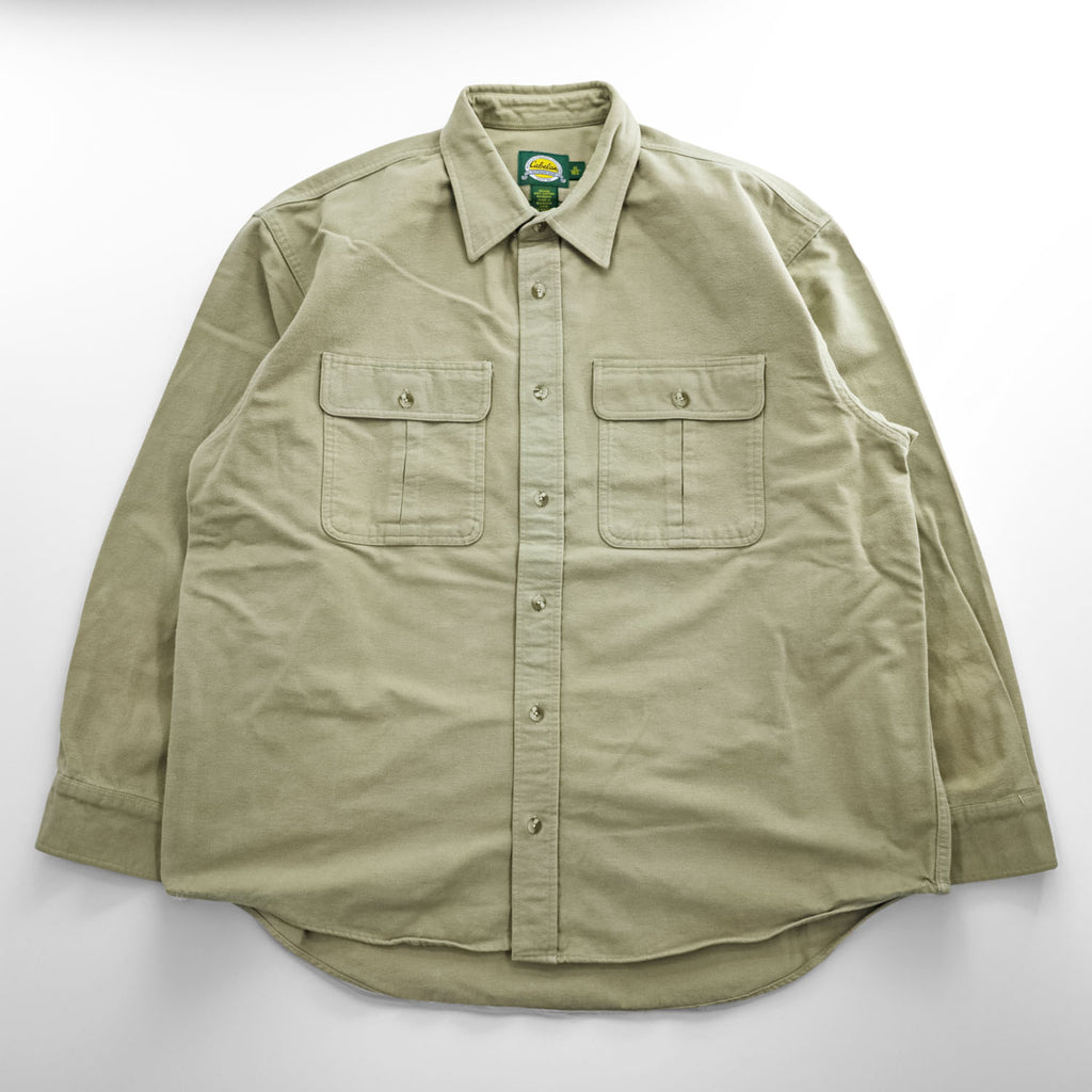 Cabela's Vintage 90s Moleskin Long Sleeve Shirt Beige XL Made in Bulgaria