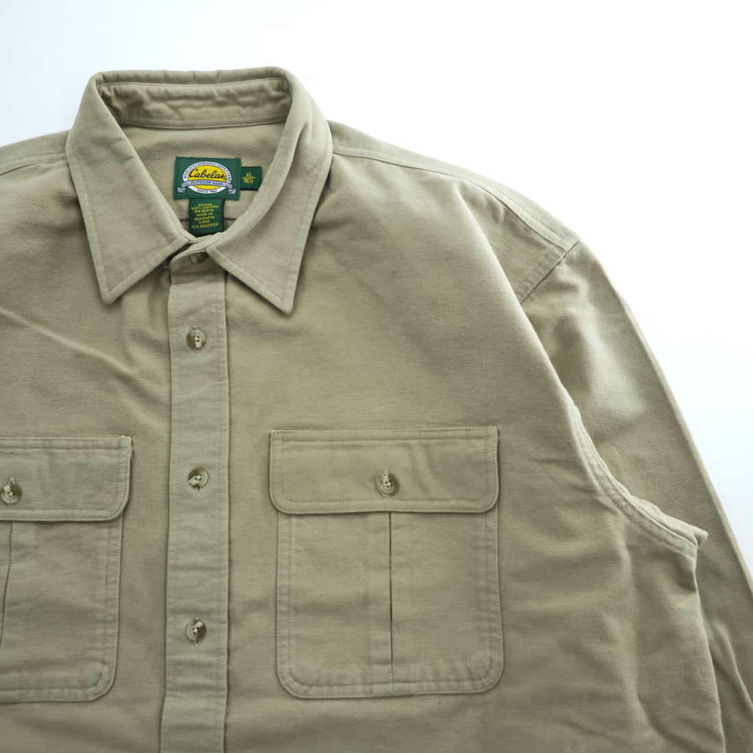 Cabela's Vintage 90s Moleskin Long Sleeve Shirt Beige XL Made in Bulgaria