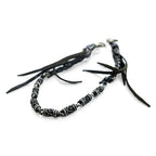 Black Braided Leather Wallet Chain Silver Tone Beads Fringe Tassel Biker Native Y2K