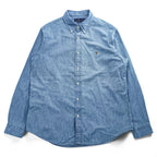 Ralph Lauren Chambray Long-Sleeve Button-Down Shirt, Size XL and up, Blue, Small Pony Logo Embroidery, Classic Fit