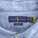 Ralph Lauren Chambray Long-Sleeve Button-Down Shirt, Size XL and up, Blue, Small Pony Logo Embroidery, Classic Fit