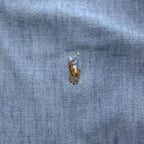 Ralph Lauren Chambray Long-Sleeve Button-Down Shirt, Size XL and up, Blue, Small Pony Logo Embroidery, Classic Fit