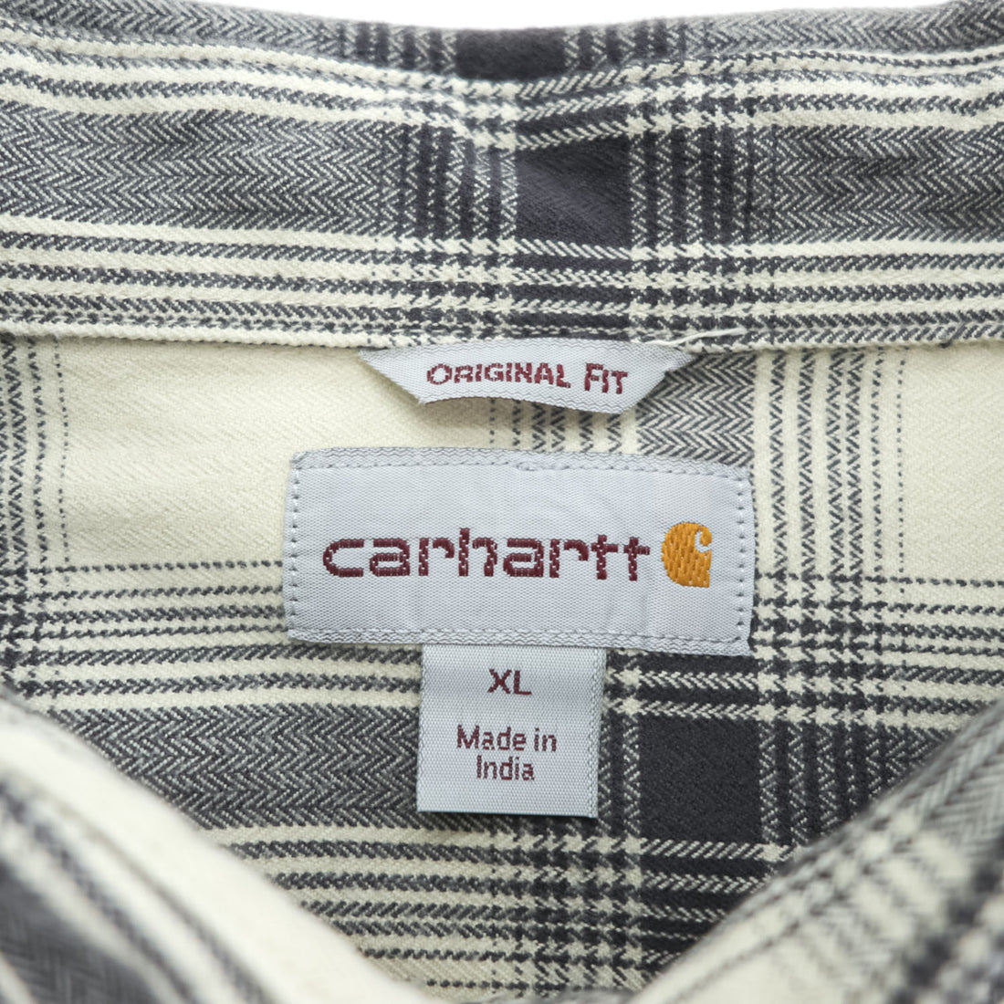 Carhartt Flannel Long-Sleeve Shirt, Size XL, Gray, White, Checked, Big Size, Original Fit, 104451