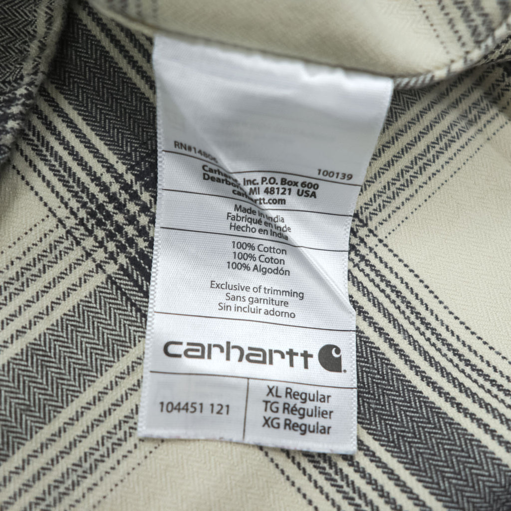 Carhartt Flannel Long-Sleeve Shirt, Size XL, Gray, White, Checked, Big Size, Original Fit, 104451