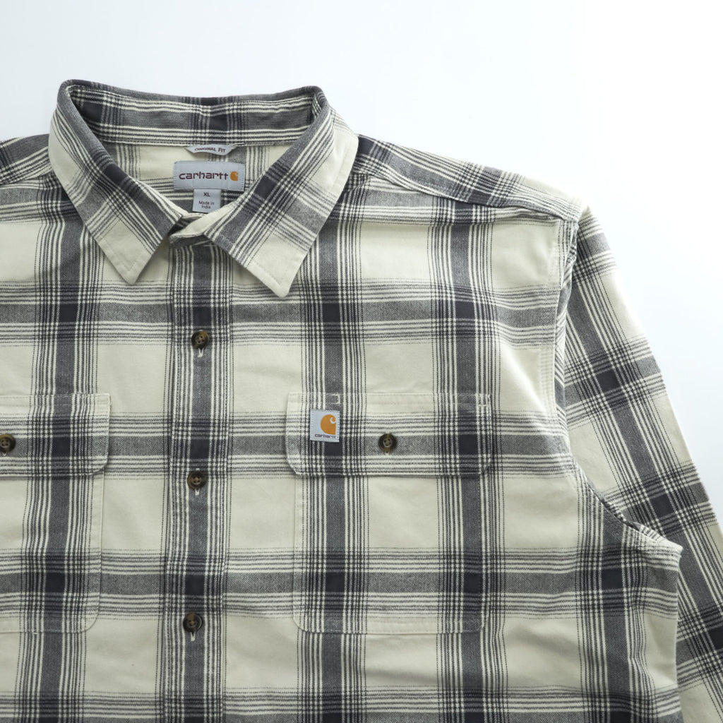 Carhartt Flannel Long-Sleeve Shirt, Size XL, Gray, White, Checked, Big Size, Original Fit, 104451