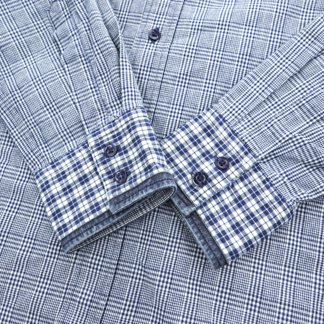 HUGO BOSS Long-Sleeve Shirt, Size XL, Blue, Checked, Polish-Made, Japanese-Made Fabric, Color Blocking