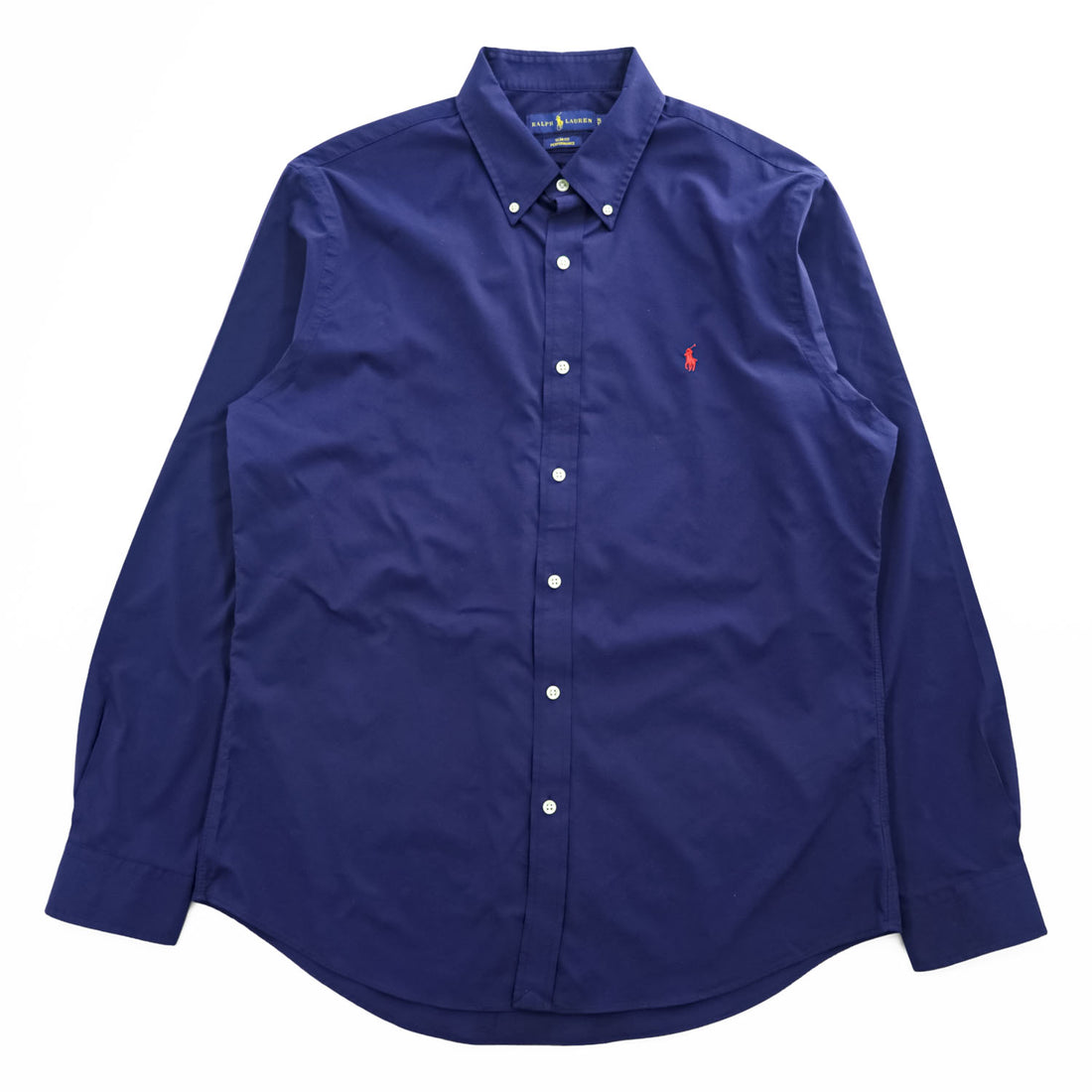 Ralph Lauren 長袖 ボタンダウンシャツ XL ネイビー SLIM FIT PERFORMANCE スモールポニー ロゴ 刺繍 ドライ