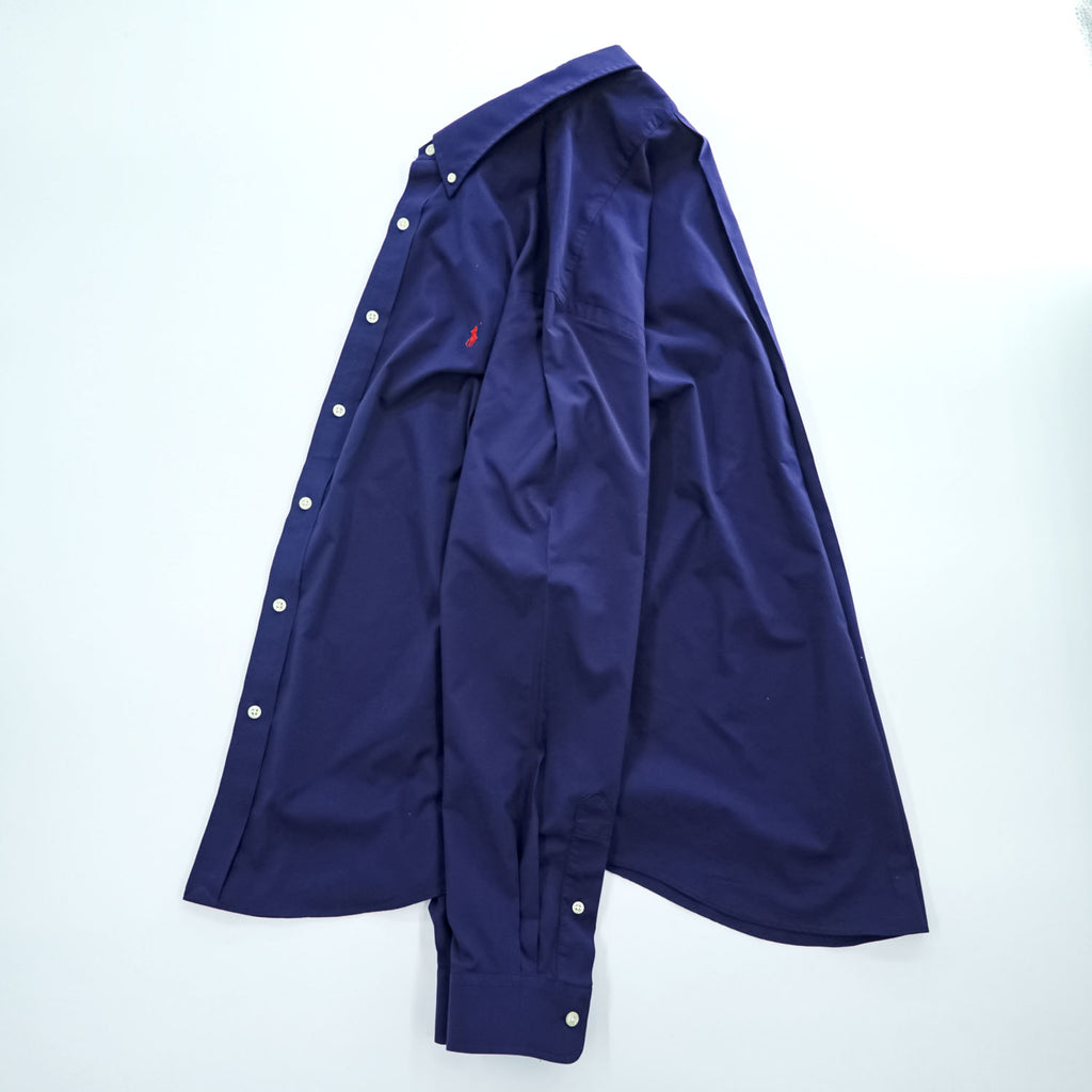 Ralph Lauren Long-Sleeve Button-Down Shirt, Size XL Navy, Small Pony Logo Embroidery, Slim Fit, Performance, Dry-Resistant