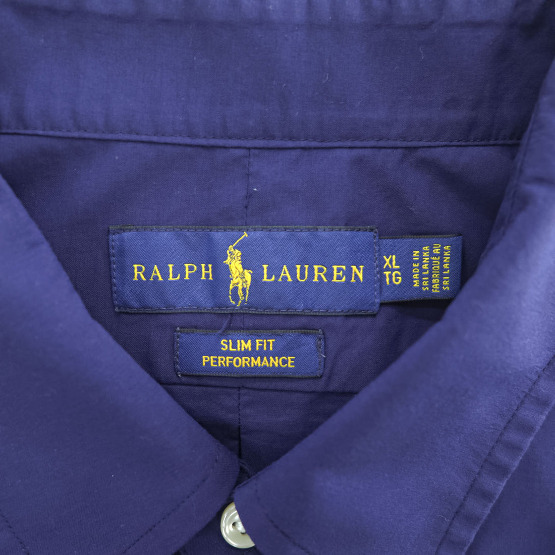Ralph Lauren Long-Sleeve Button-Down Shirt, Size XL Navy, Small Pony Logo Embroidery, Slim Fit, Performance, Dry-Resistant