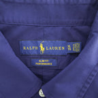 Ralph Lauren Long-Sleeve Button-Down Shirt, Size XL Navy, Small Pony Logo Embroidery, Slim Fit, Performance, Dry-Resistant