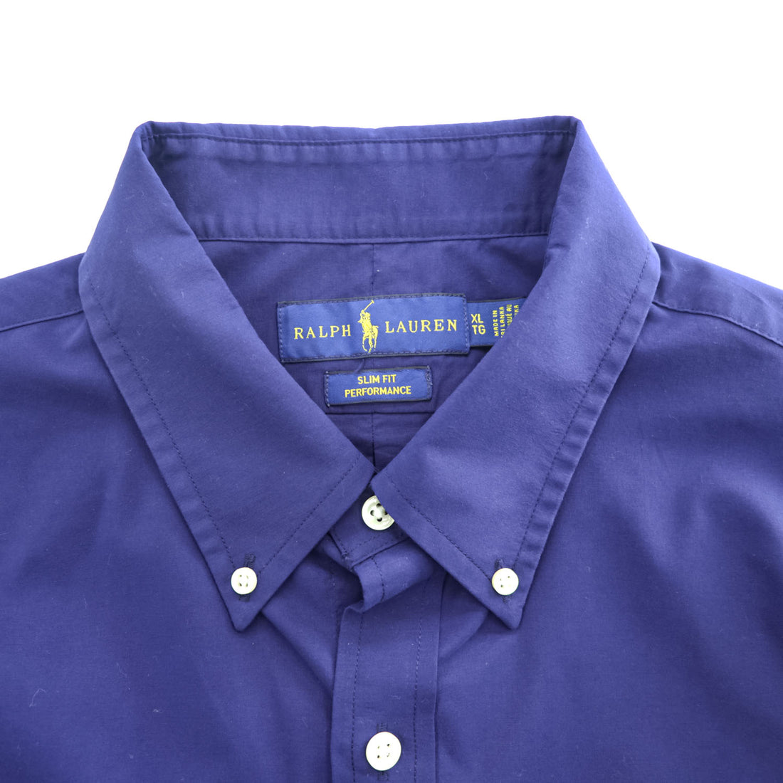 Ralph Lauren Long-Sleeve Button-Down Shirt, Size XL Navy, Small Pony Logo Embroidery, Slim Fit, Performance, Dry-Resistant