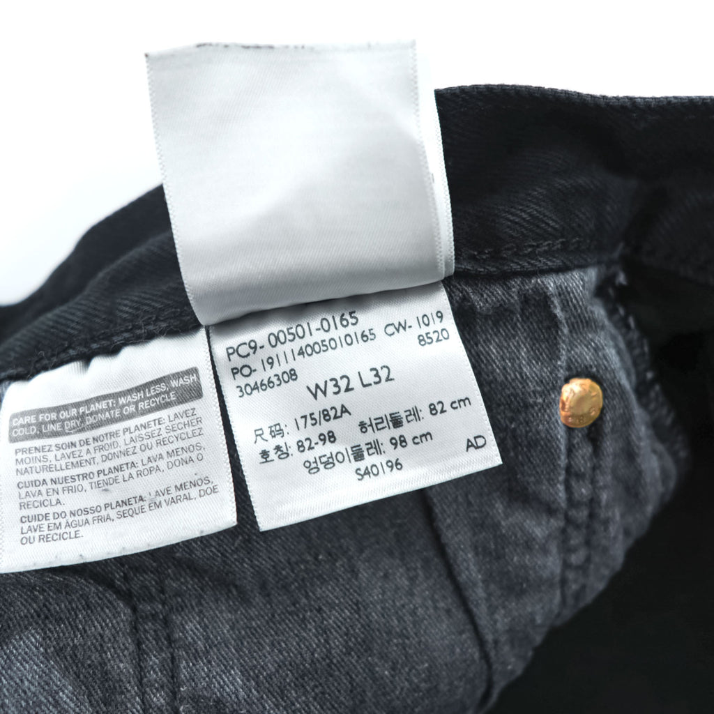 Levi's ビッグE 501 ブラック デニムパンツ ジーンズ 32 x 32 レザーパッチ ボタンフライ PREMIUM 00501-0165