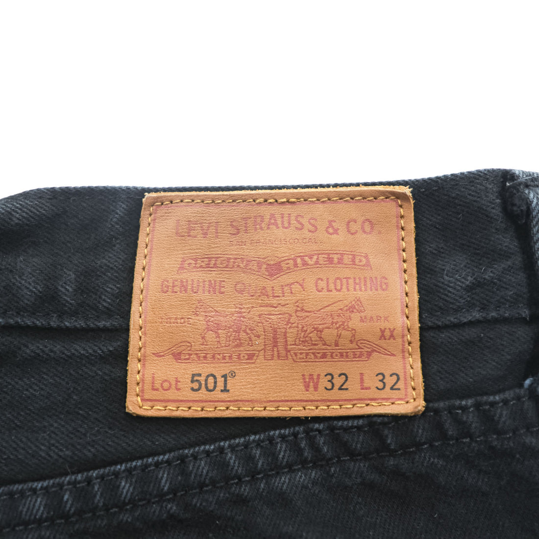 Levi's ビッグE 501 ブラック デニムパンツ ジーンズ 32 x 32 レザーパッチ ボタンフライ PREMIUM 00501-0165