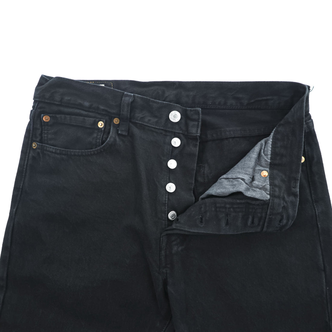 Levi's ビッグE 501 ブラック デニムパンツ ジーンズ 32 x 32 レザーパッチ ボタンフライ PREMIUM 00501-0165