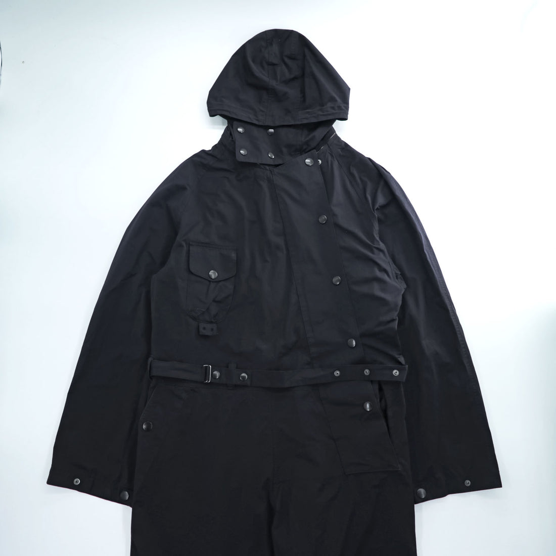 YOKE Japan Made Military Jump Suit Size L, Black Detachable Hoodie Belt Included YK23FW0532A0