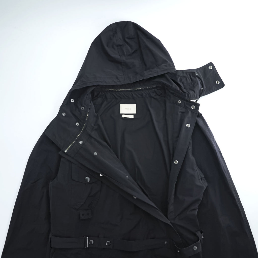 YOKE Japan Made Military Jump Suit Size L, Black Detachable Hoodie Belt Included YK23FW0532A0