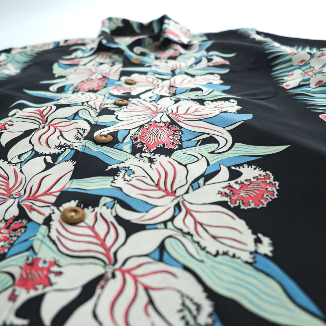 SUN SURF アロハシャツ 半袖 レーヨン ハワイアンシャツ M ネイビー 総柄 1950 復刻