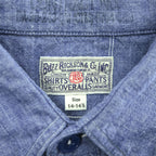 BUZZ RICKSON'S Japan Made Long-Sleeve Chambray Shirt, Size S, Blue, BR25995