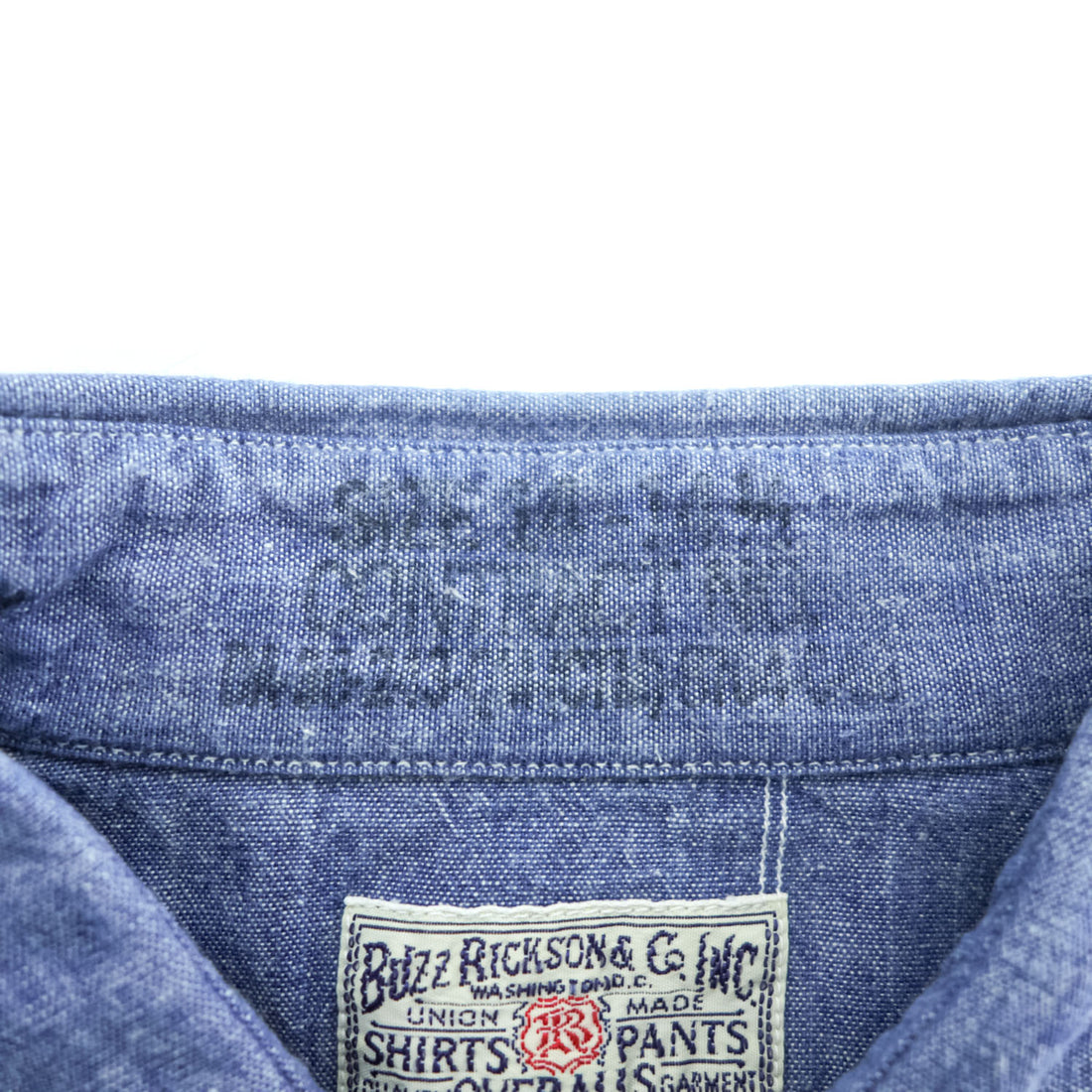 BUZZ RICKSON'S Japan Made Long-Sleeve Chambray Shirt, Size S, Blue, BR25995