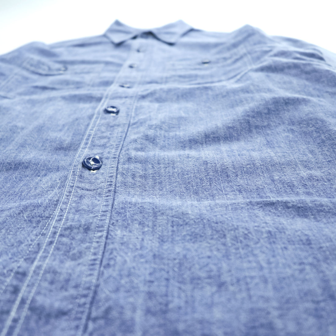 BUZZ RICKSON'S Japan Made Long-Sleeve Chambray Shirt, Size S, Blue, BR25995