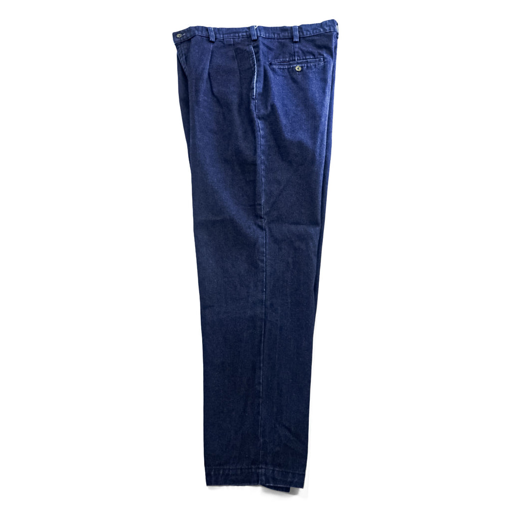 Levi Strauss 90s Vintage Japan Made Denim Trousers Slacks Pants L Indigo Blue 2-Tuck Pleated OFFICER 24417-12