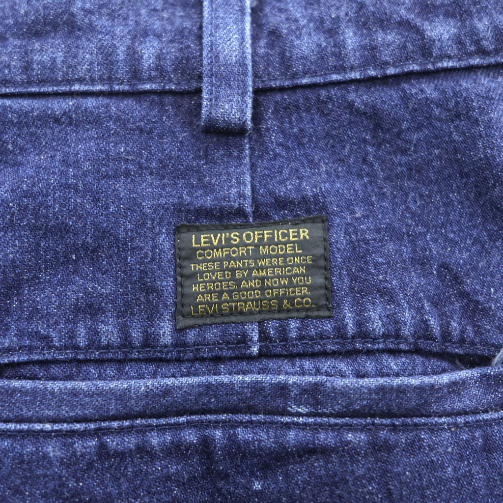 Levi Strauss 90s Vintage Japan Made Denim Trousers Slacks Pants L Indigo Blue 2-Tuck Pleated OFFICER 24417-12