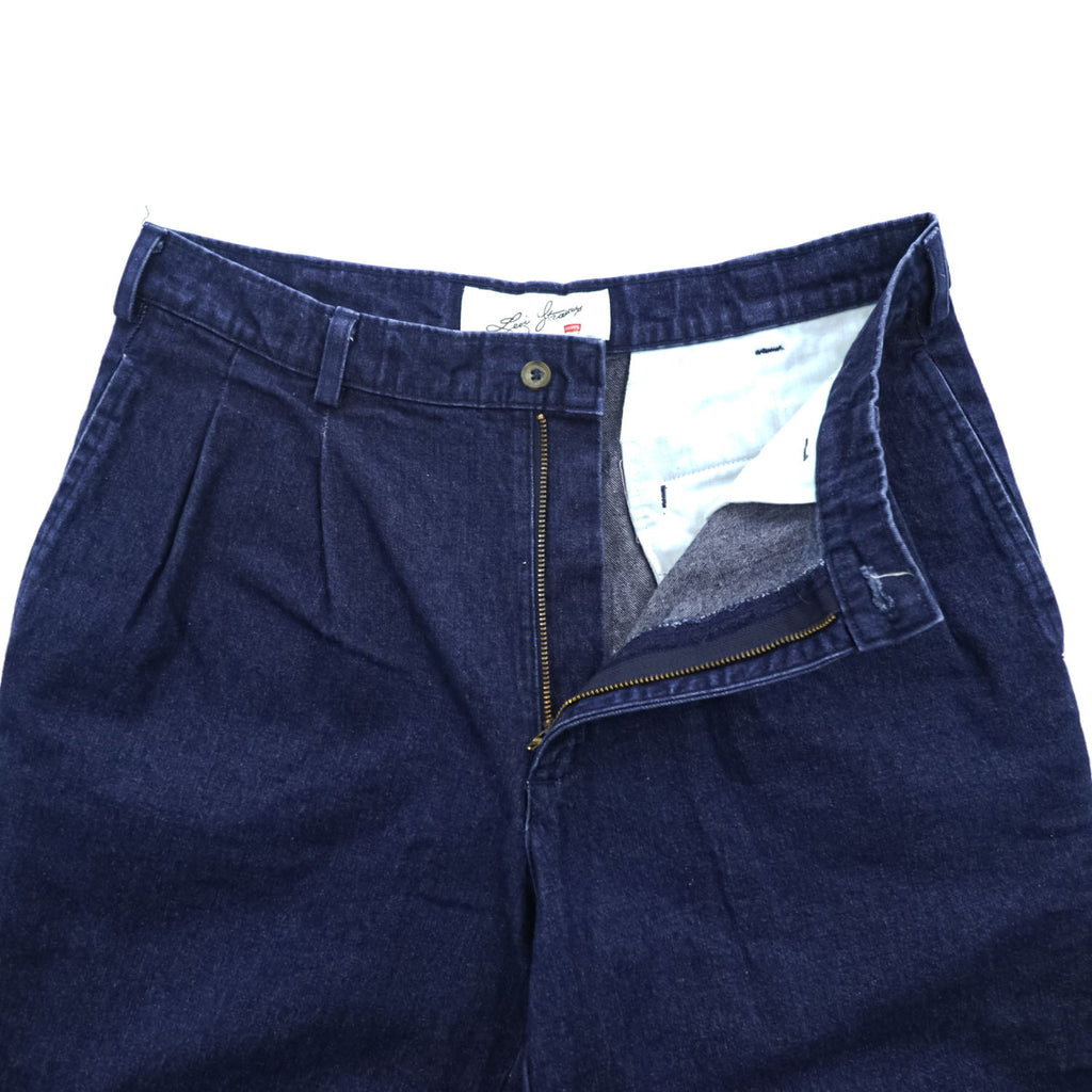 Levi Strauss 90s Vintage Japan Made Denim Trousers Slacks Pants L Indigo Blue 2-Tuck Pleated OFFICER 24417-12
