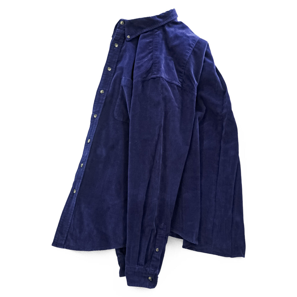 Eddie Bauer 90年代 ヴィンテージ 長袖 コーデュロイ シャツ L ネイビー ボタンダウン