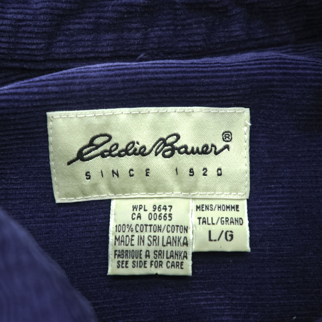 Eddie Bauer 90年代 ヴィンテージ 長袖 コーデュロイ シャツ L ネイビー ボタンダウン