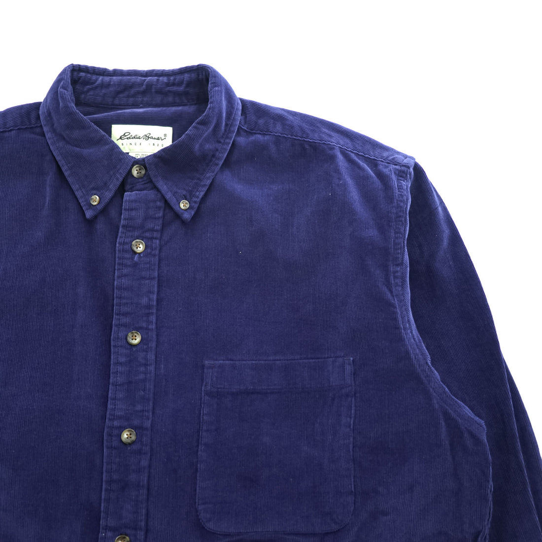 Eddie Bauer 90年代 ヴィンテージ 長袖 コーデュロイ シャツ L ネイビー ボタンダウン
