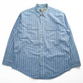 BIG MAC Vintage 90s USA Made Long Sleeve Work Shirt Blue Striped XL