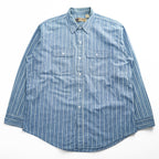 BIG MAC Vintage 90s USA Made Long Sleeve Work Shirt Blue Striped XL