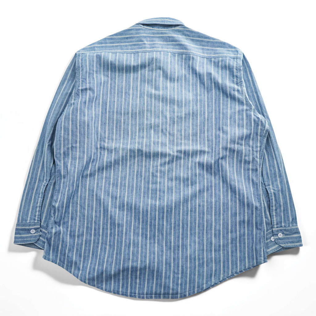 BIG MAC Vintage 90s USA Made Long Sleeve Work Shirt Blue Striped XL