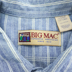 BIG MAC Vintage 90s USA Made Long Sleeve Work Shirt Blue Striped XL