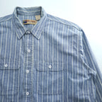 BIG MAC Vintage 90s USA Made Long Sleeve Work Shirt Blue Striped XL