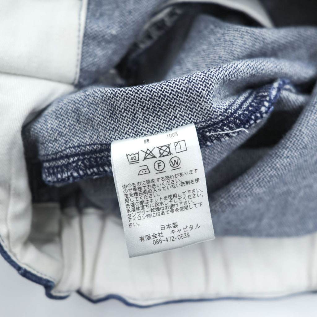 KAPITAL Japan Made Wide Pants XL Indigo Blue 12oz Broken Denim Easy Beach GOPants K1903LP024